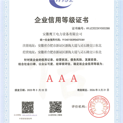 企業信用等級證書