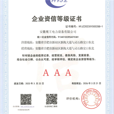 企業資信等級證書